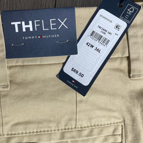 Tommy Hilfiger THFlex Big & Tall Stretch Chino Pants - Mallet Khaki 42 x 36 $70 - Picture 4 of 11